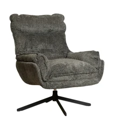 Fauteuil pivotant gris foncé en tissu bouclette BELORA