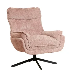 Fauteuil pivotant rose en tissu bouclette BELORA