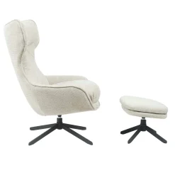 Fauteuil pivotant taupe avec repose-pieds BELORA