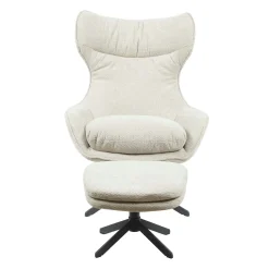 Fauteuil pivotant taupe avec repose-pieds BELORA