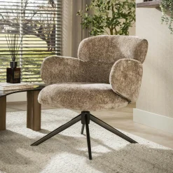 Fauteuil pivotant tissu brun chaud à retour automatique CREEK