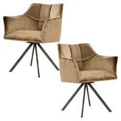 Fauteuil pivotant velours beige pied étoile MELBOURNE (lot de 2)