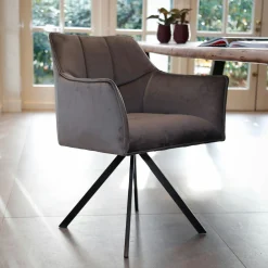 Fauteuil pivotant velours gris pied étoile MELBOURNE (lot de 2)