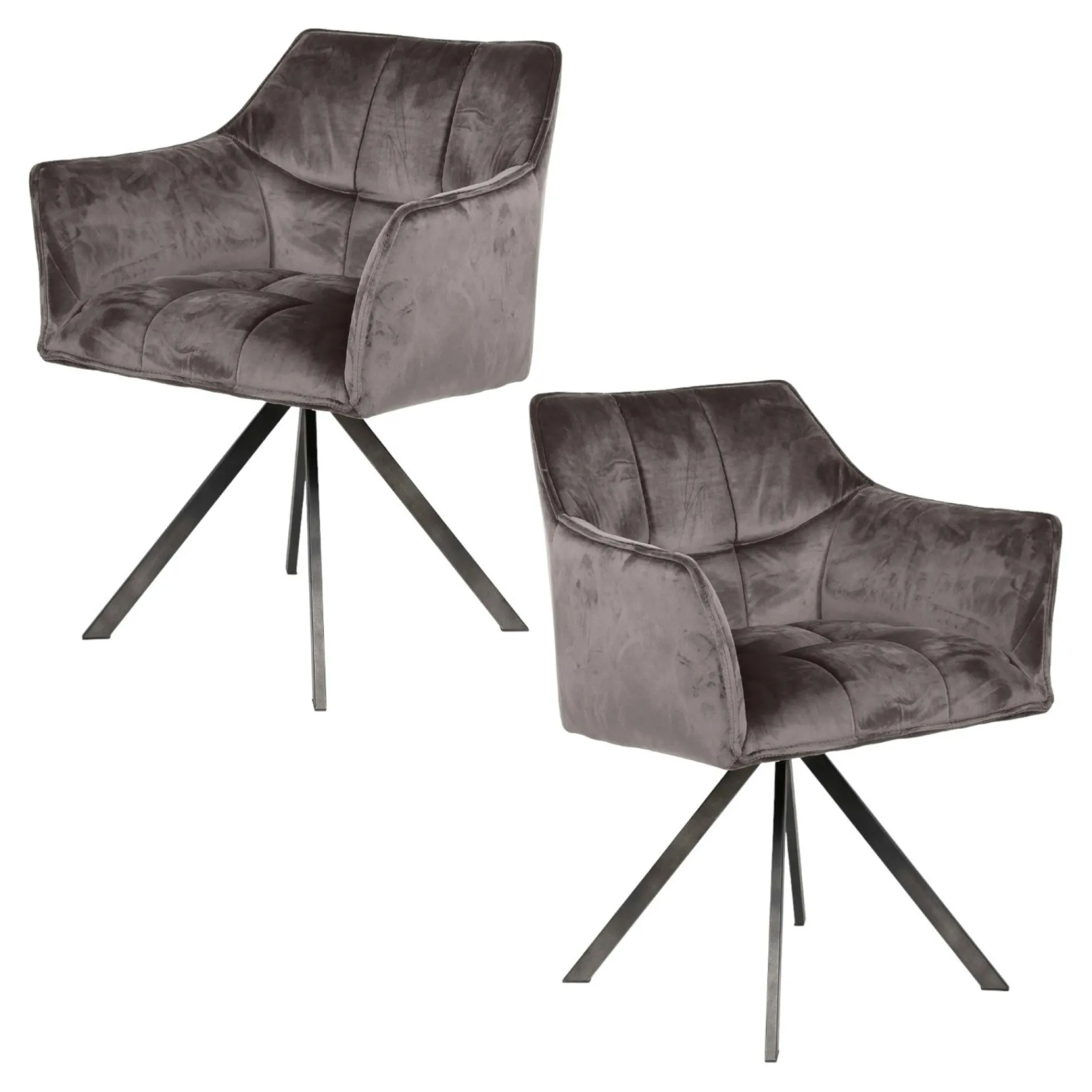 Fauteuil pivotant velours gris pied étoile MELBOURNE (lot de 2)