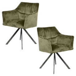 Fauteuil pivotant velours vert pied étoile MELBOURNE (lot de 2)