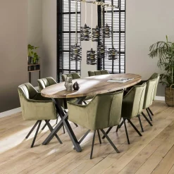 Fauteuil pivotant velours vert pied étoile MELBOURNE (lot de 2)