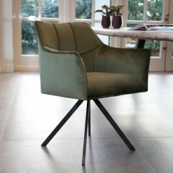 Fauteuil pivotant velours vert pied étoile MELBOURNE (lot de 2)