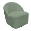 Fauteuil pivotant vert dossier rond tissu texturé doux IENA