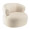 Fauteuil pouf tissu bouclette écru TIM