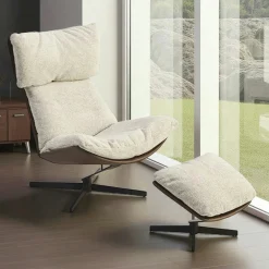 Fauteuil relax grège, avec repose-pieds LOMBARDIE