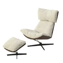Fauteuil relax grège, avec repose-pieds LOMBARDIE