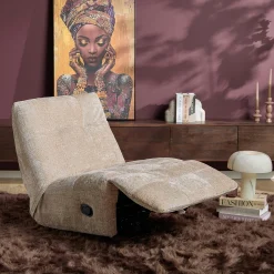 Fauteuil relax inclinable beige tissu chenille BELORA
