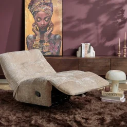 Fauteuil relax inclinable beige tissu chenille BELORA