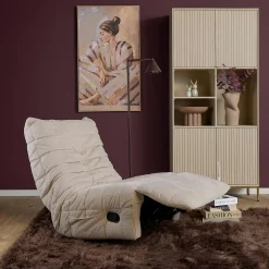 Fauteuil relax inclinable beige tissu plissé BELORA