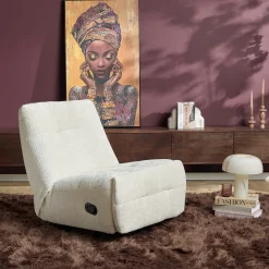 Fauteuil relax inclinable écru tissu chenille BELORA