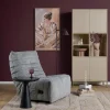 Fauteuil relax inclinable gris tissu plissé BELORA