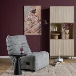 Fauteuil relax inclinable gris tissu plissé BELORA