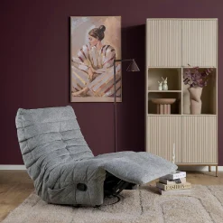 Fauteuil relax inclinable gris tissu plissé BELORA