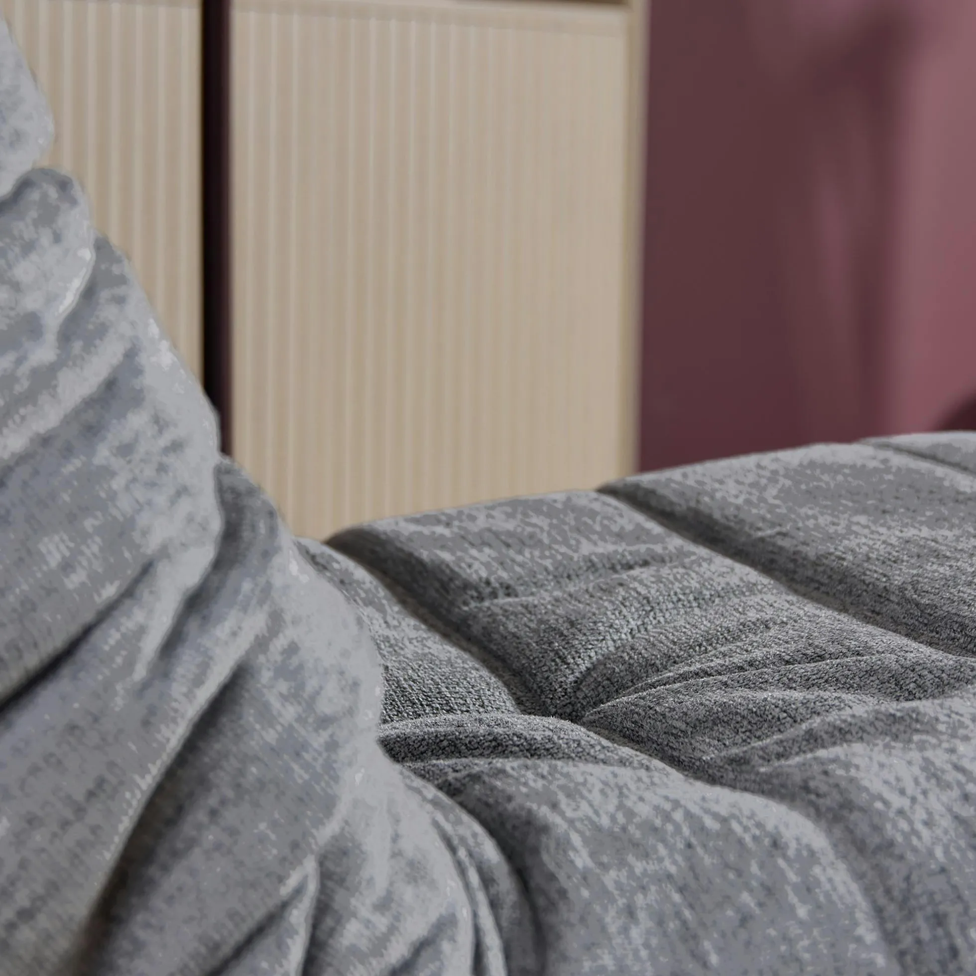 Fauteuil relax inclinable gris tissu plissé BELORA