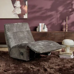 Fauteuil relax inclinable gris tissu chenille BELORA