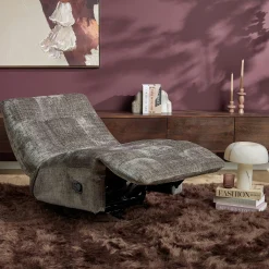 Fauteuil relax inclinable gris tissu chenille BELORA