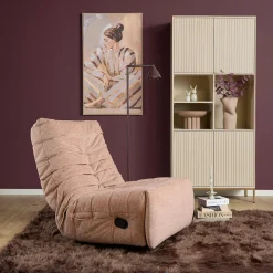 Fauteuil relax inclinable rose tissu plissé BELORA