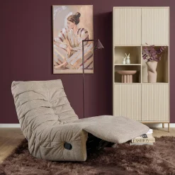 Fauteuil relax inclinable taupe tissu plissé BELORA