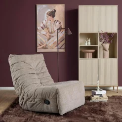Fauteuil relax inclinable taupe tissu plissé BELORA