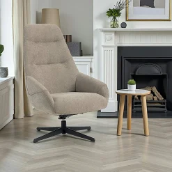 Fauteuil relax pivotant tissu taupe IENA