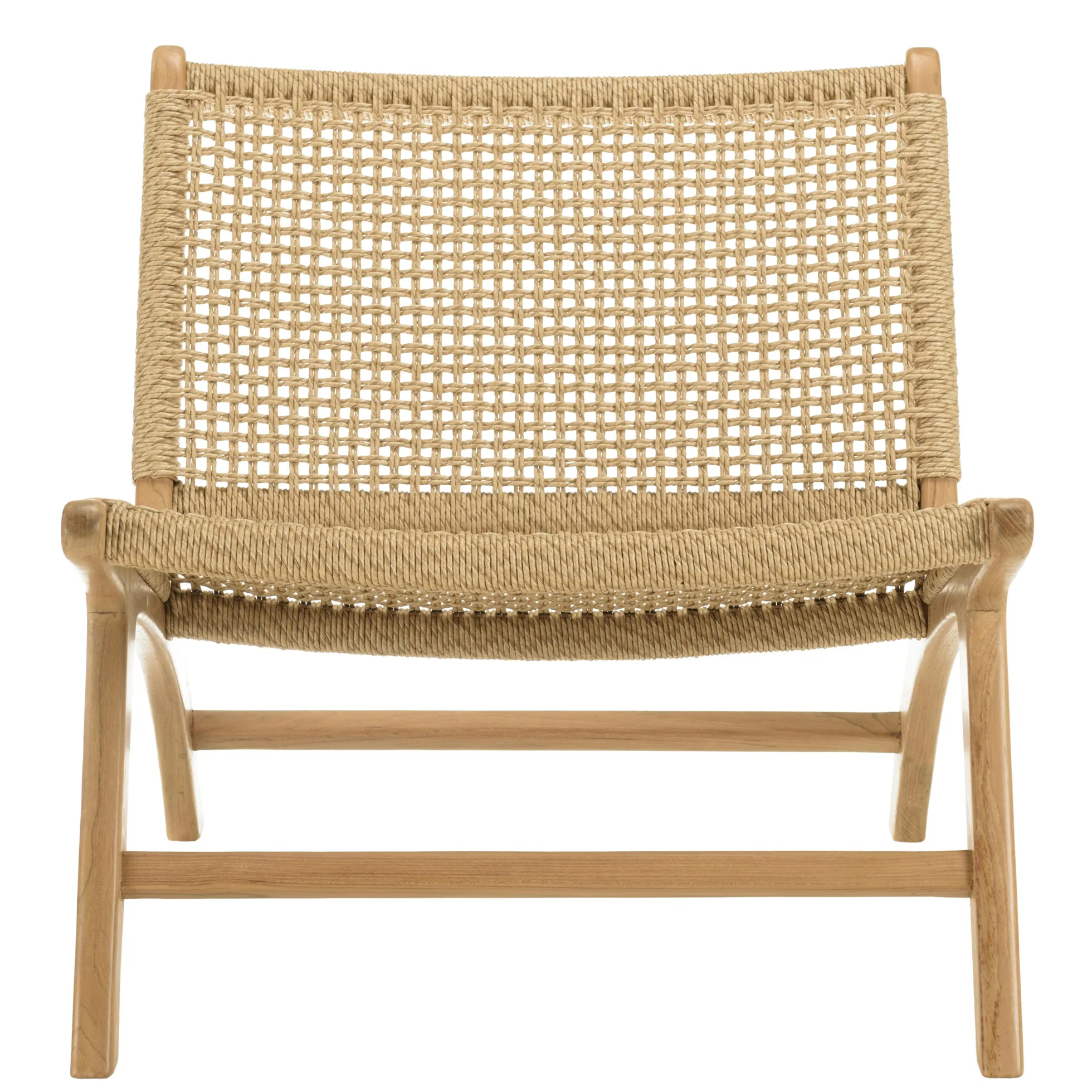 Fauteuil relax teck et cordes tressées beiges (lot de 2) SUMMER