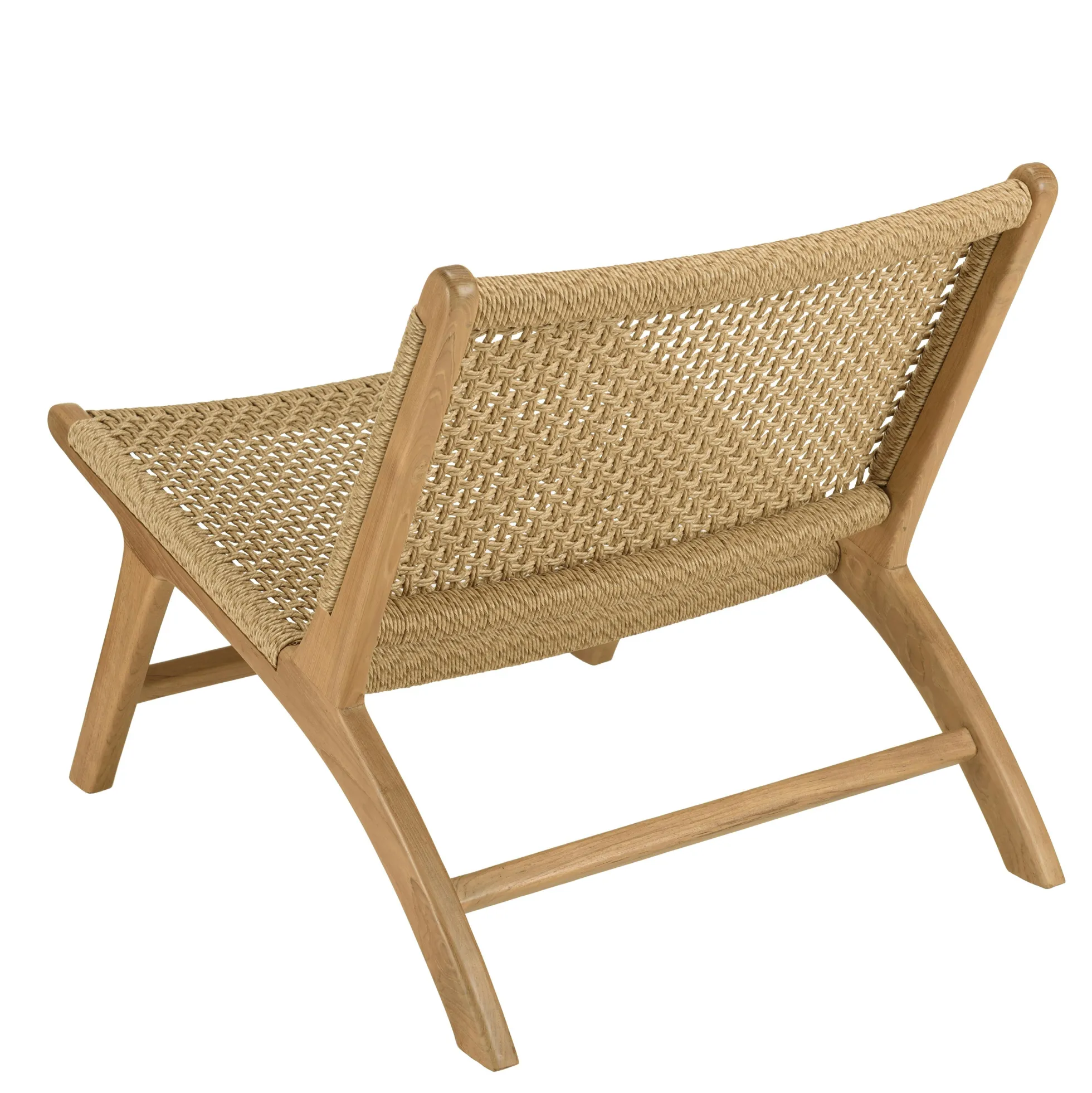 Fauteuil relax teck et cordes tressées beiges (lot de 2) SUMMER
