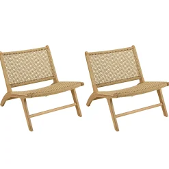 Fauteuil relax teck et cordes tressées beiges (lot de 2) SUMMER