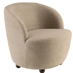 Fauteuil rembourré en tissu taupe CASTILLE