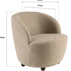 Fauteuil rembourré en tissu taupe CASTILLE
