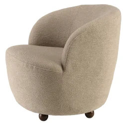 Fauteuil rembourré en tissu taupe CASTILLE