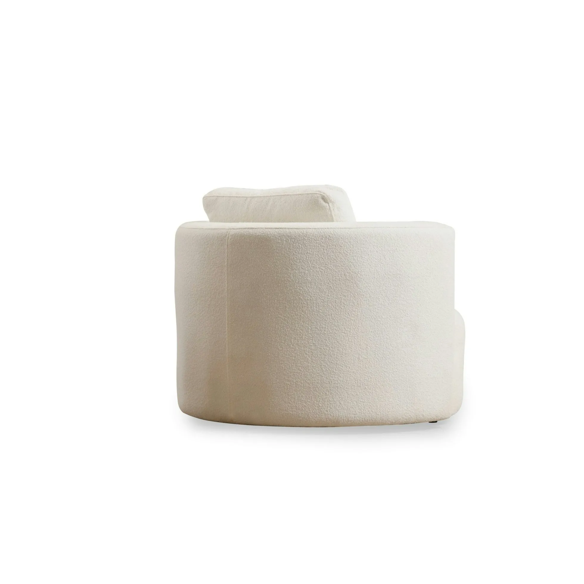 Fauteuil rond blanc crème - tissu bouclette LUCCA