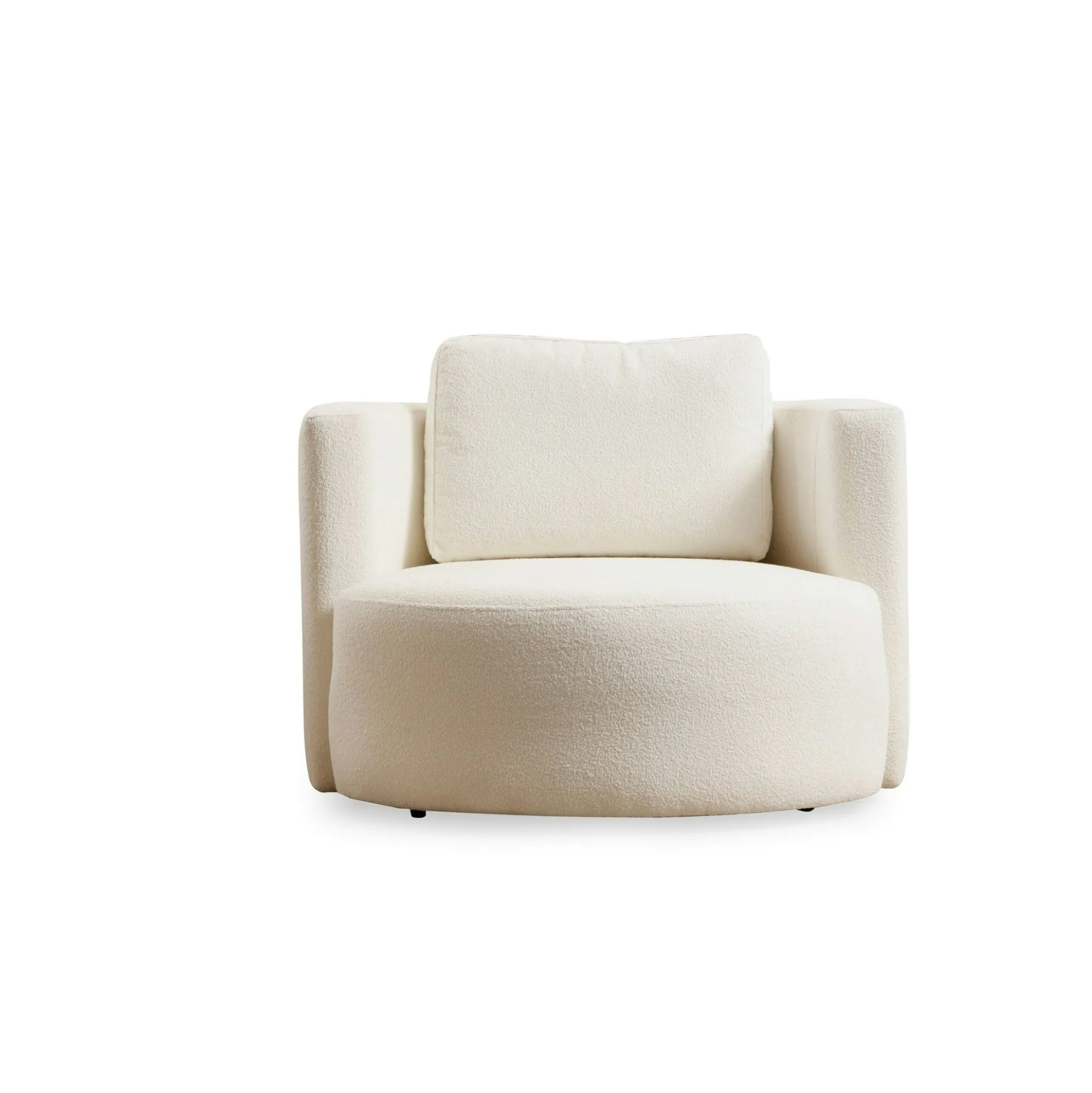 Fauteuil rond blanc crème - tissu bouclette LUCCA