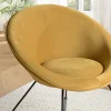 Fauteuil rond design velours moutarde TIM