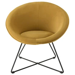 Fauteuil rond design velours moutarde TIM