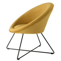 Fauteuil rond design velours moutarde TIM
