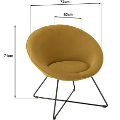 Fauteuil rond design velours moutarde TIM