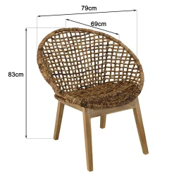 Fauteuil rond marron bois recyclé et chanvre tressé SWING