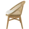 Fauteuil rond tressé beige avec coussin blanc (lot de 2) SUMMER