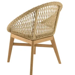 Fauteuil rond tressé beige avec coussin blanc (lot de 2) SUMMER