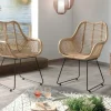 Fauteuil rotin pieds métal noir BOGOR