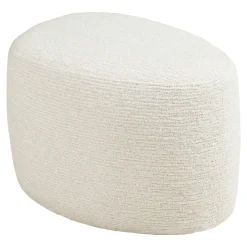 Fauteuil salon blanc pivotant et son pouf assorti BERLIN