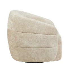 Fauteuil salon pivotant beige tissu chenille BELORA