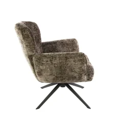 Fauteuil salon pivotant beige chaud à dossier souple ASCOLI