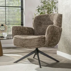 Fauteuil salon pivotant beige chaud à dossier souple ASCOLI