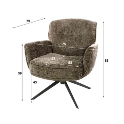 Fauteuil salon pivotant beige chaud à dossier souple ASCOLI